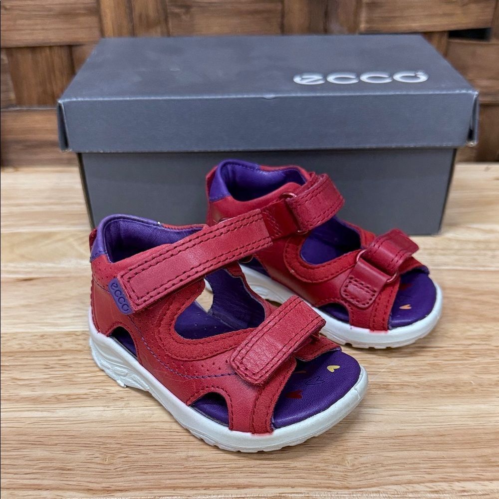 Ecco Kids Red and Purple Sandals